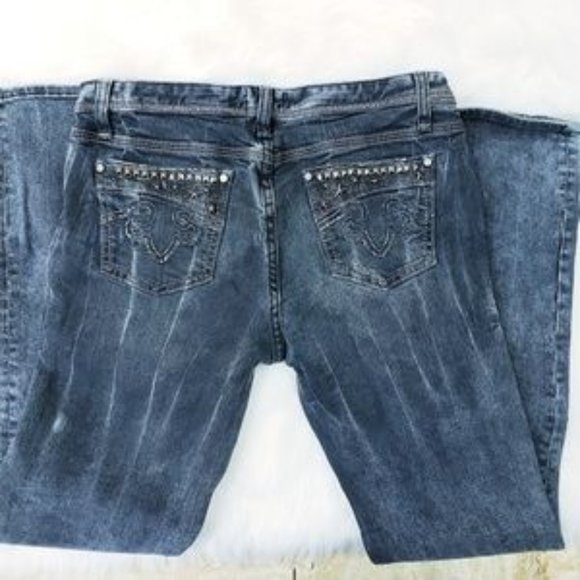 Express Rerock Jean's straightleg black distress - Picture 1 of 7